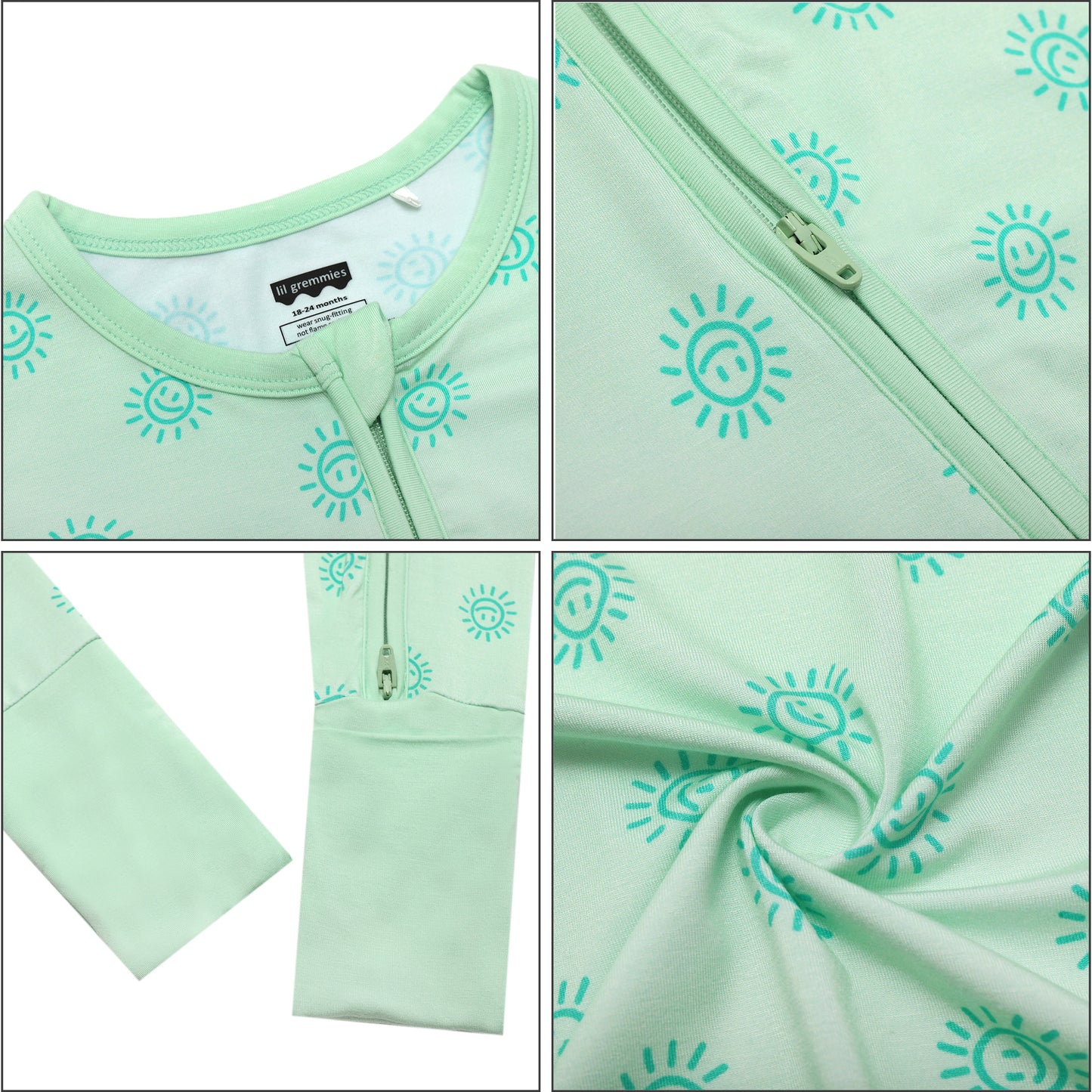 All Smiles Green Long Zip Zip